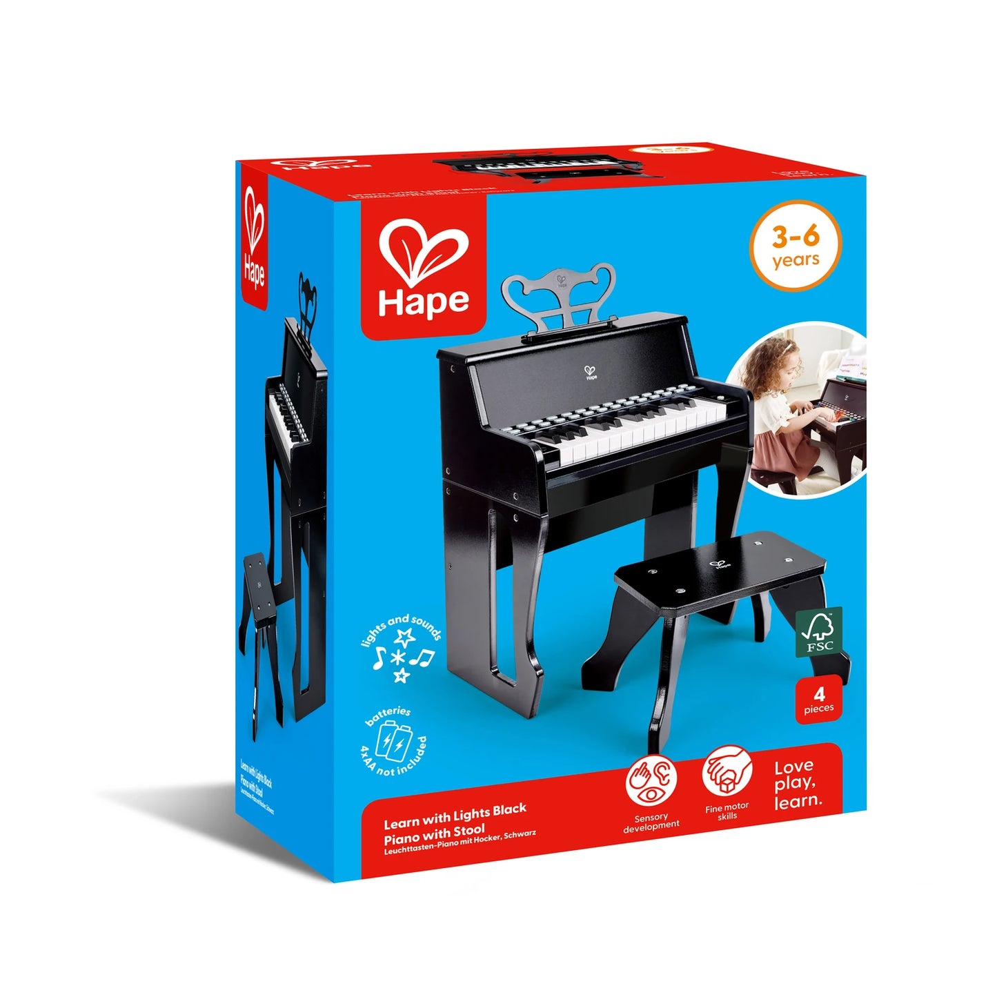 Learn With Electric Piano With Stool - Hape MENA
