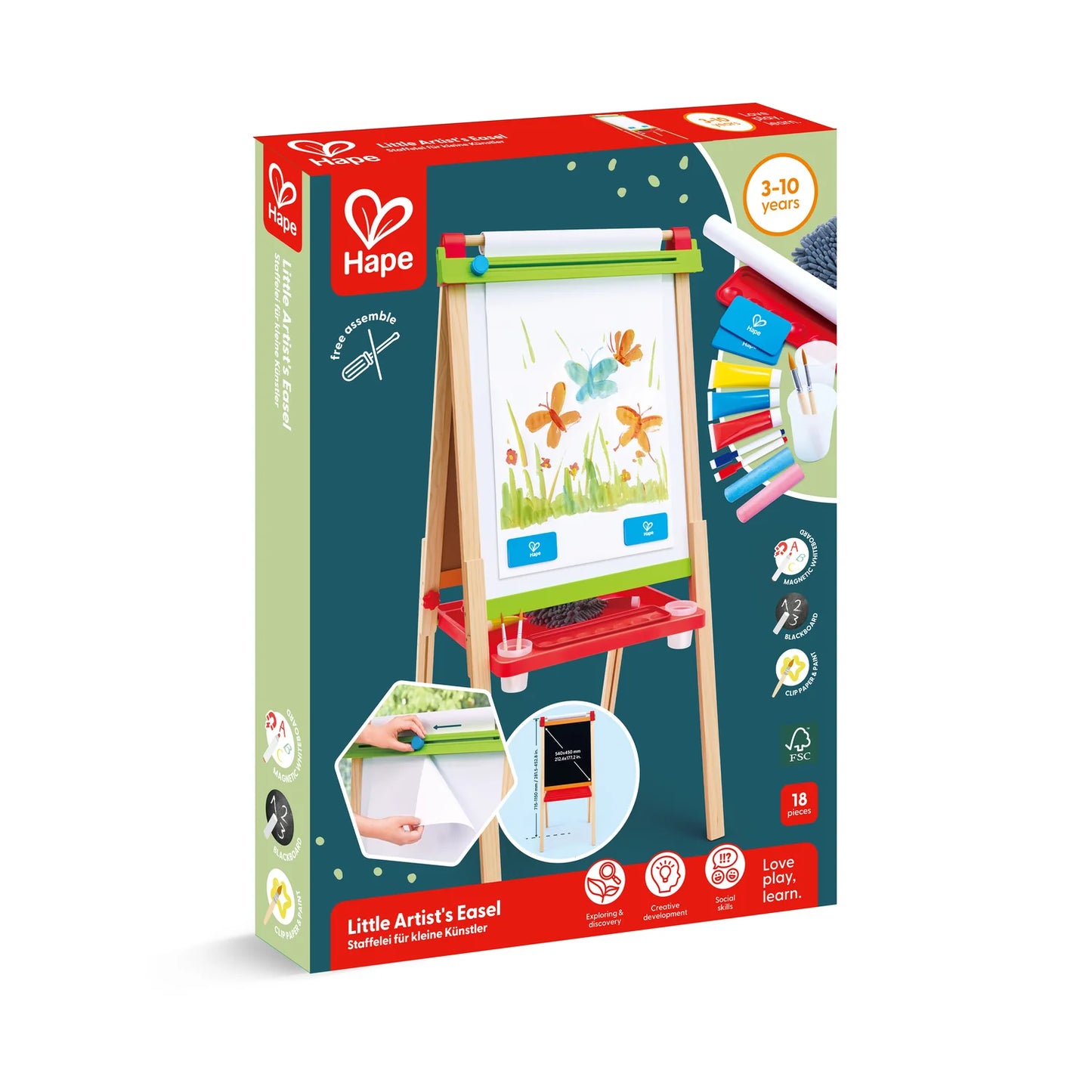 Hape Little Artist's Easel packaging on a white background