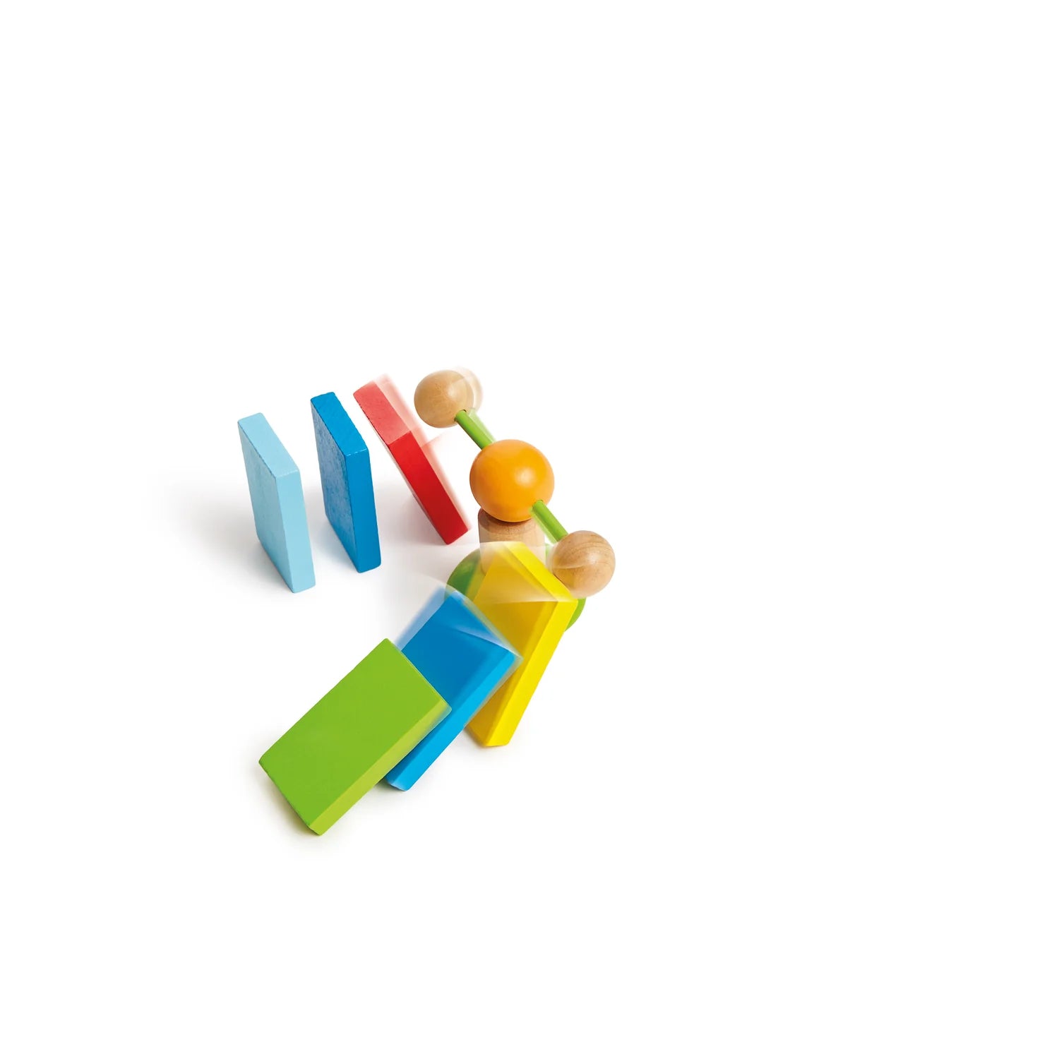Colorful wooden toy blocks on a white background
