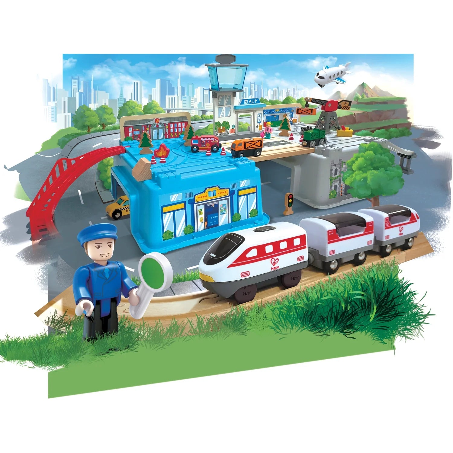 Mega Metropolis Train Bucket Set - Hape MENA