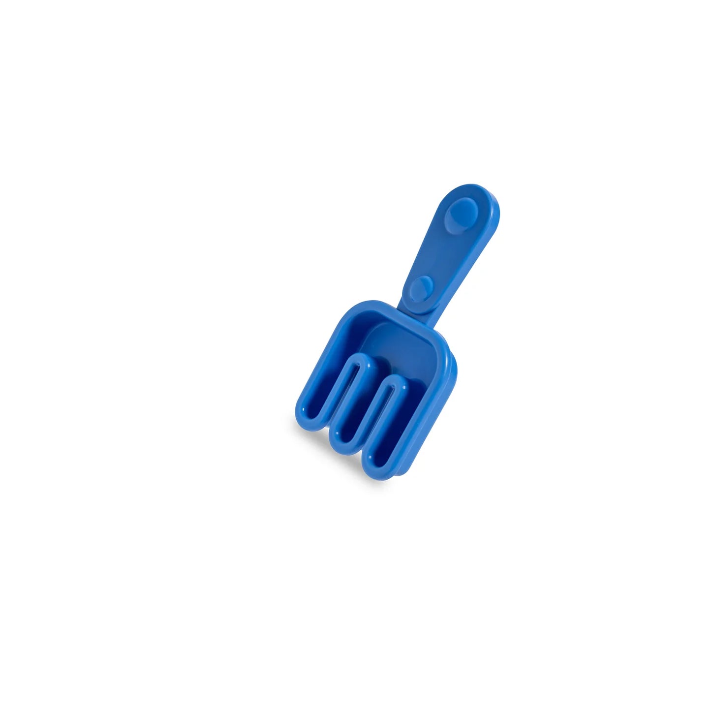 Blue plastic sand shovel on a white background