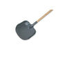Gray snow shovel with a wooden handle on a white background