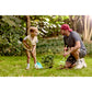Man and child gardening together in a park