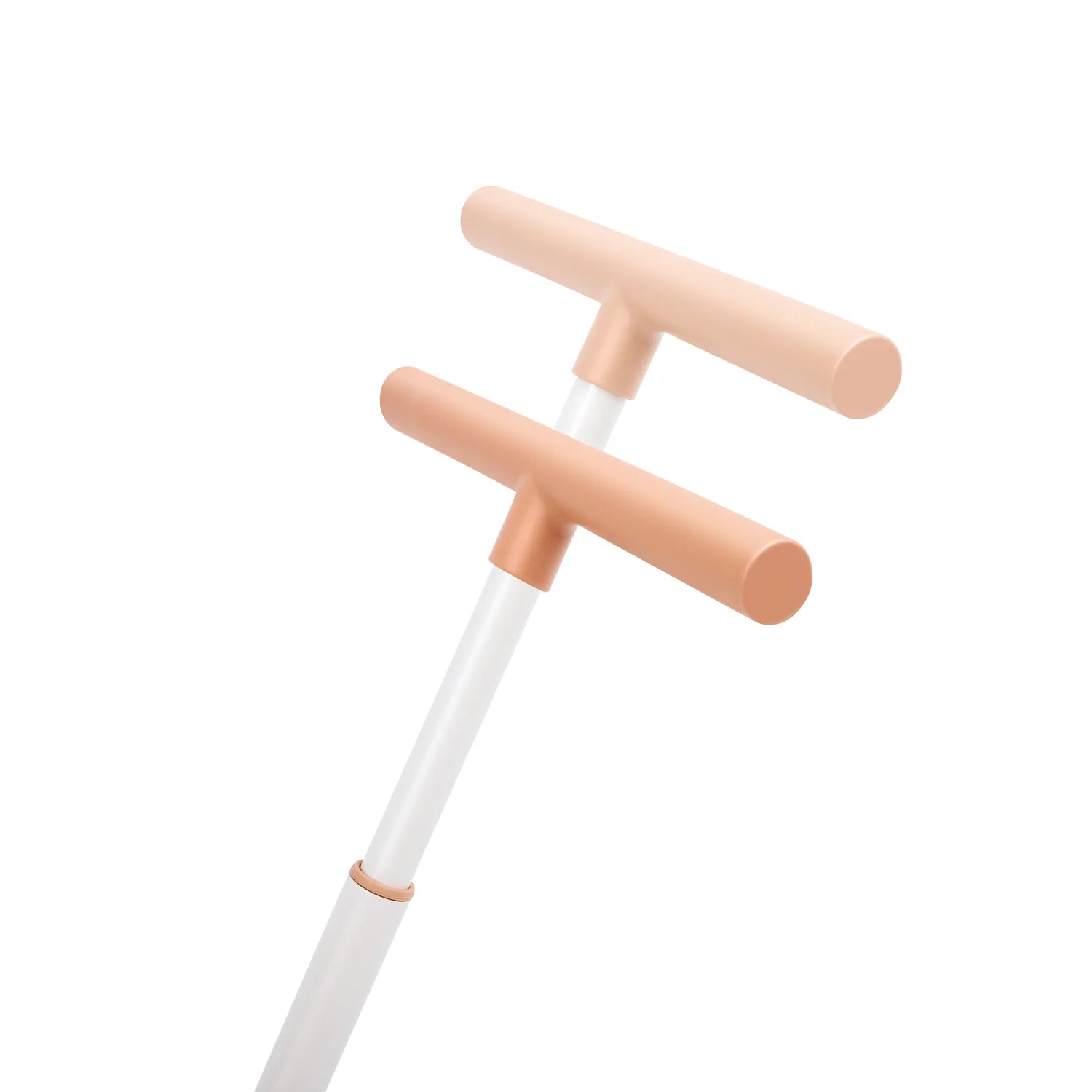 Collapsible walking stick with pink handles on a white background