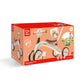 Hape step-by-step tricycle packaging on a white background