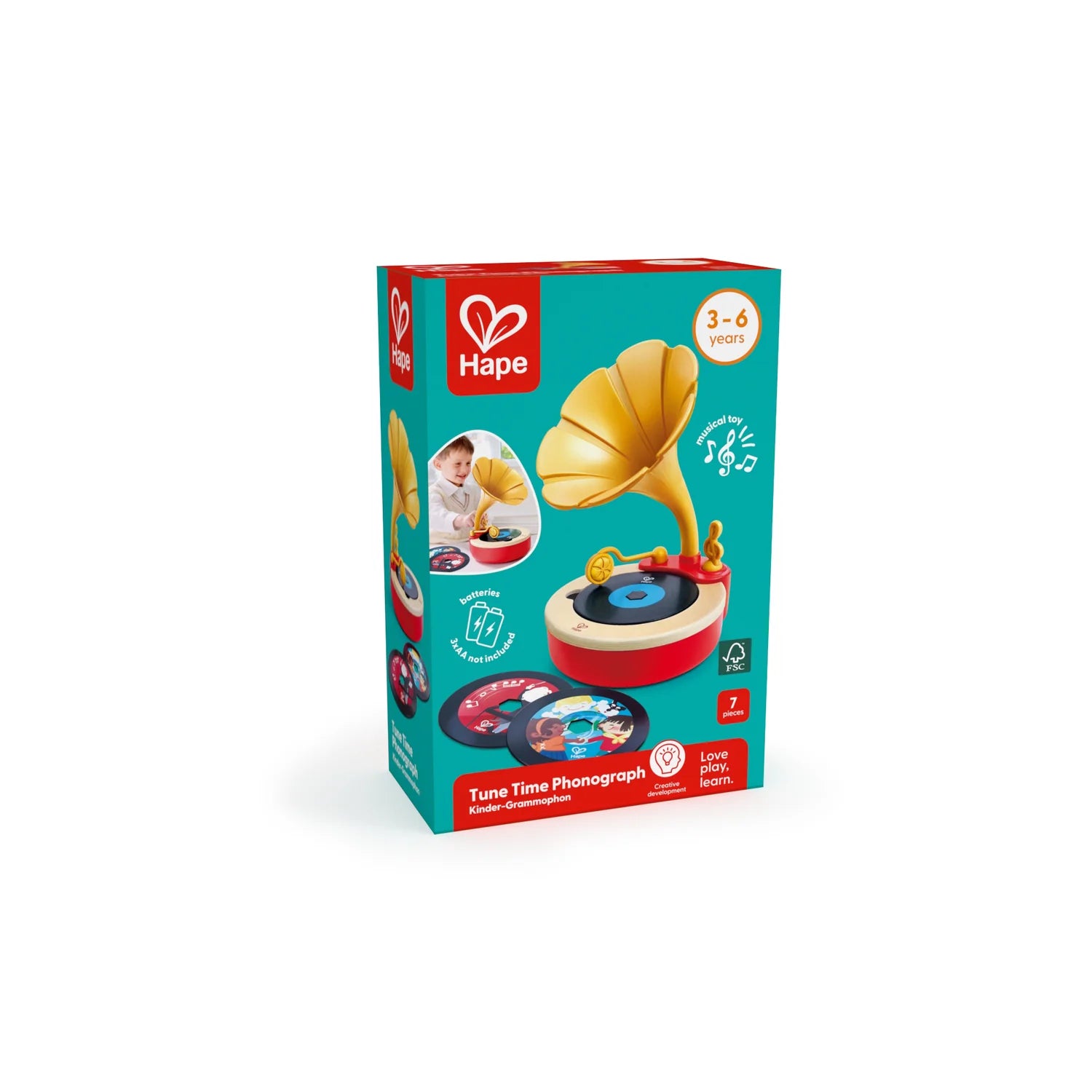 Hape Tune Time Phonograph toy packaging on a white background