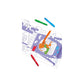Coloring book with a map design and markers on a white background