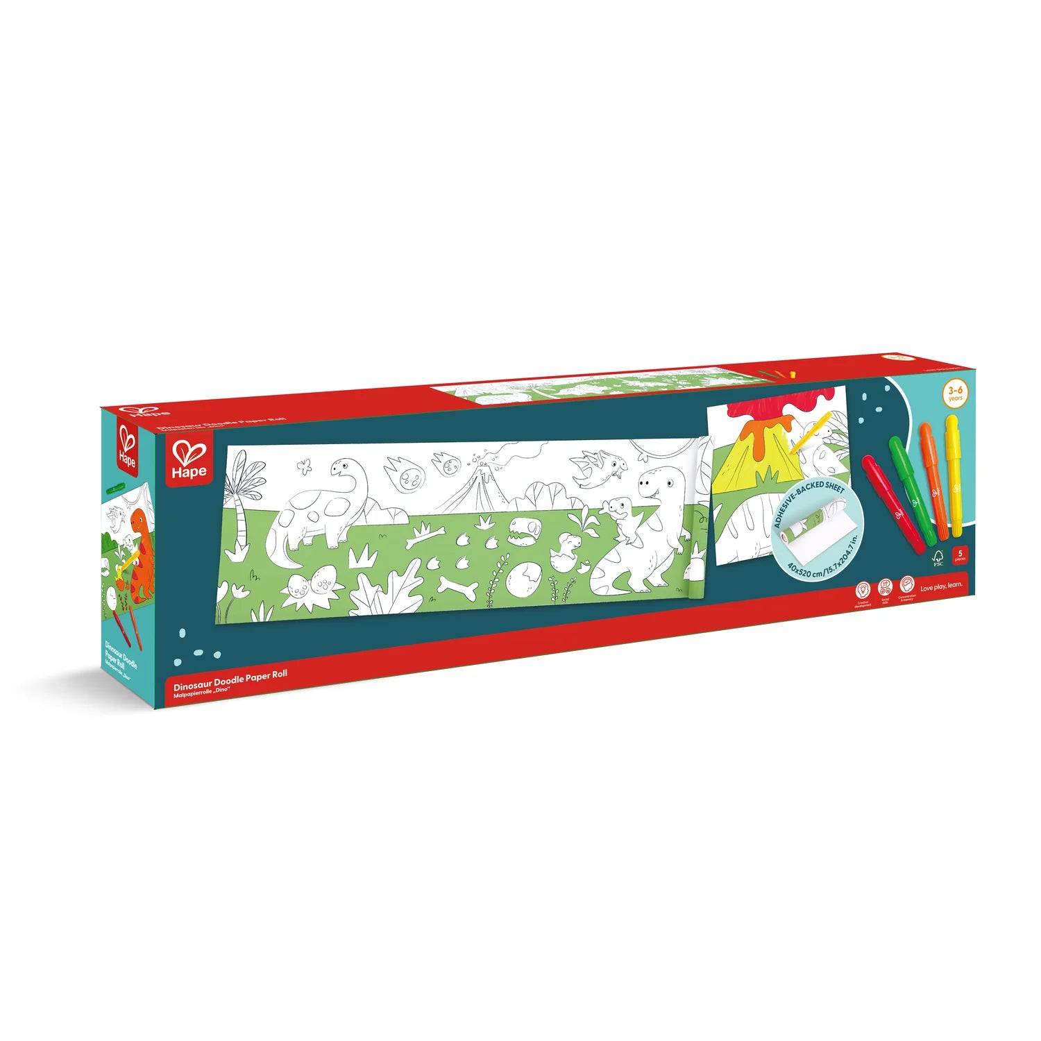 Hape Dinosaur Garden Peg Puzzle packaging on a white background