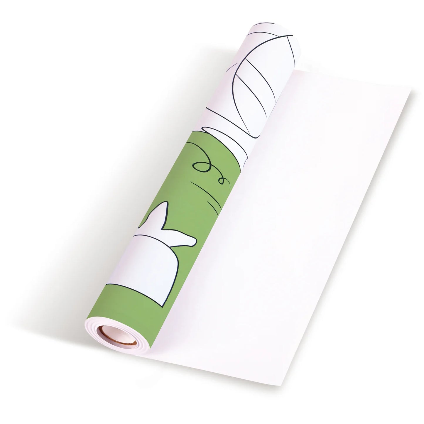 Roll of paper with a green and white design on a white background