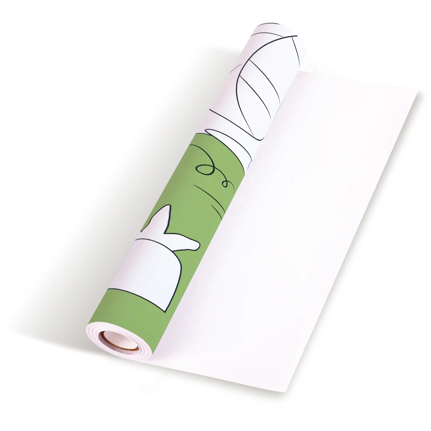 Roll of paper with a green and white design on a white background