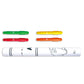 White marker with cartoon design and four colored markers on a white background