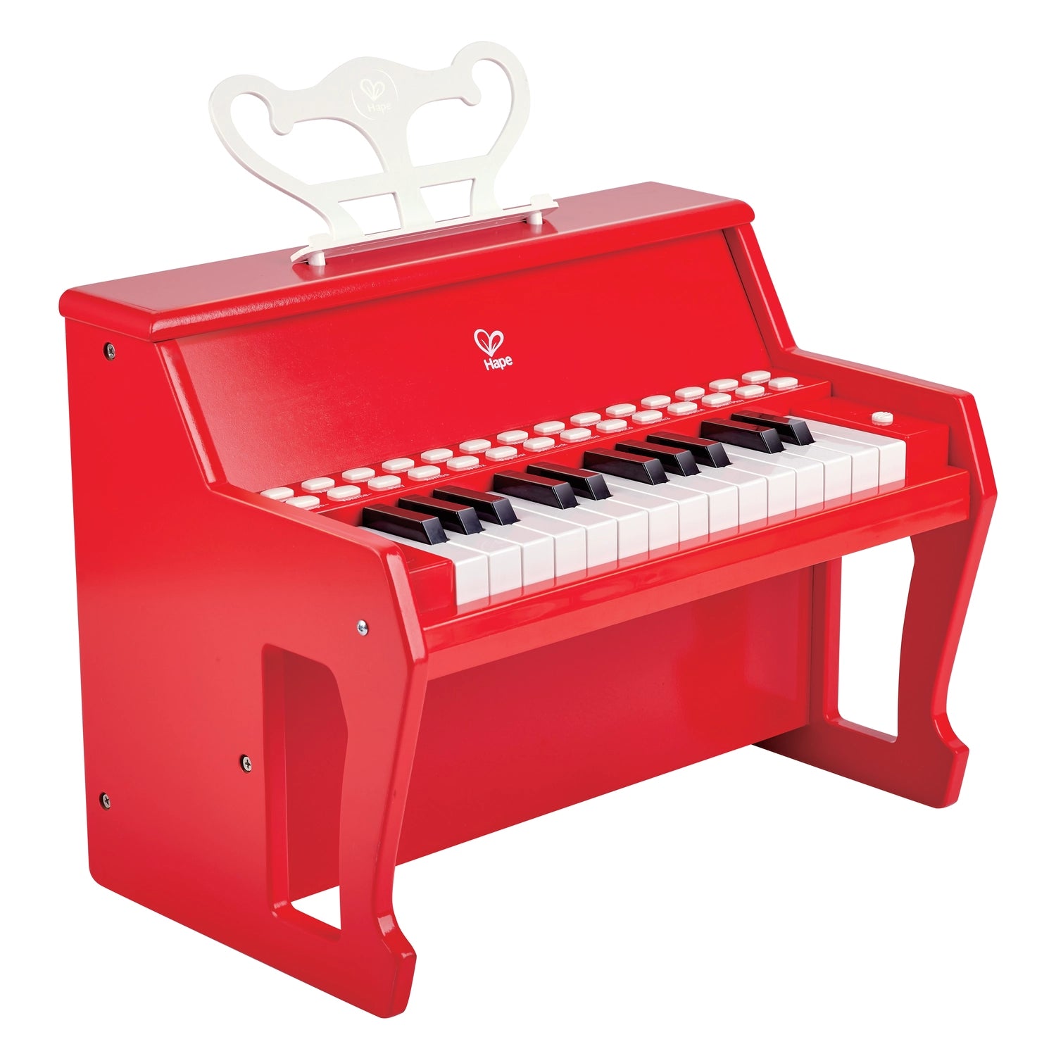 25-key electric piano with light-up keys, in black color, designed for children.