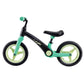 A red and black balance bike with adjustable handlebars and a saddle, suitable for young children.