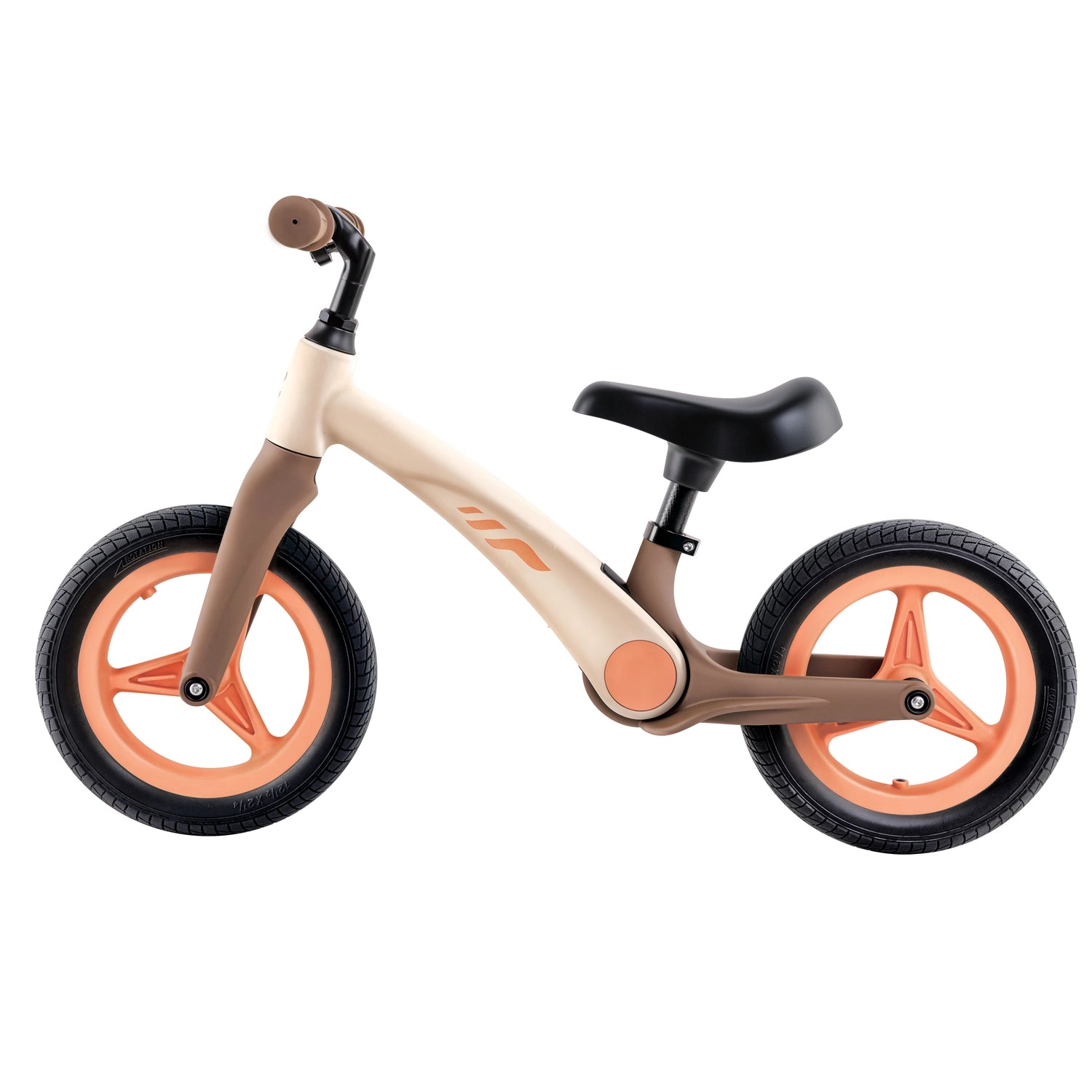 A red and black balance bike with adjustable handlebars and a saddle, suitable for young children.