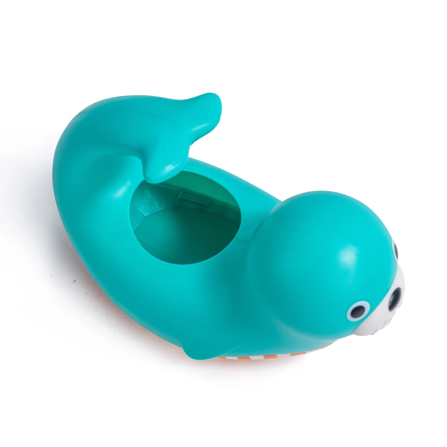 Turquoise rubber duck on a white background