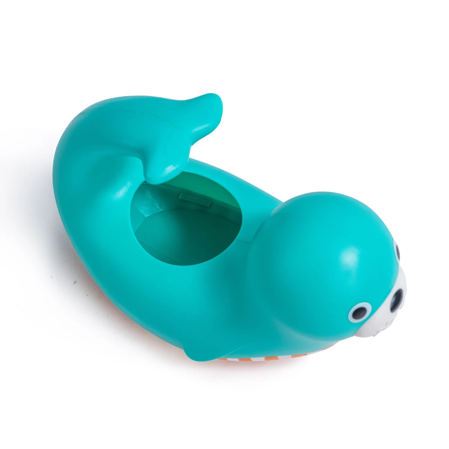 Turquoise rubber duck on a white background