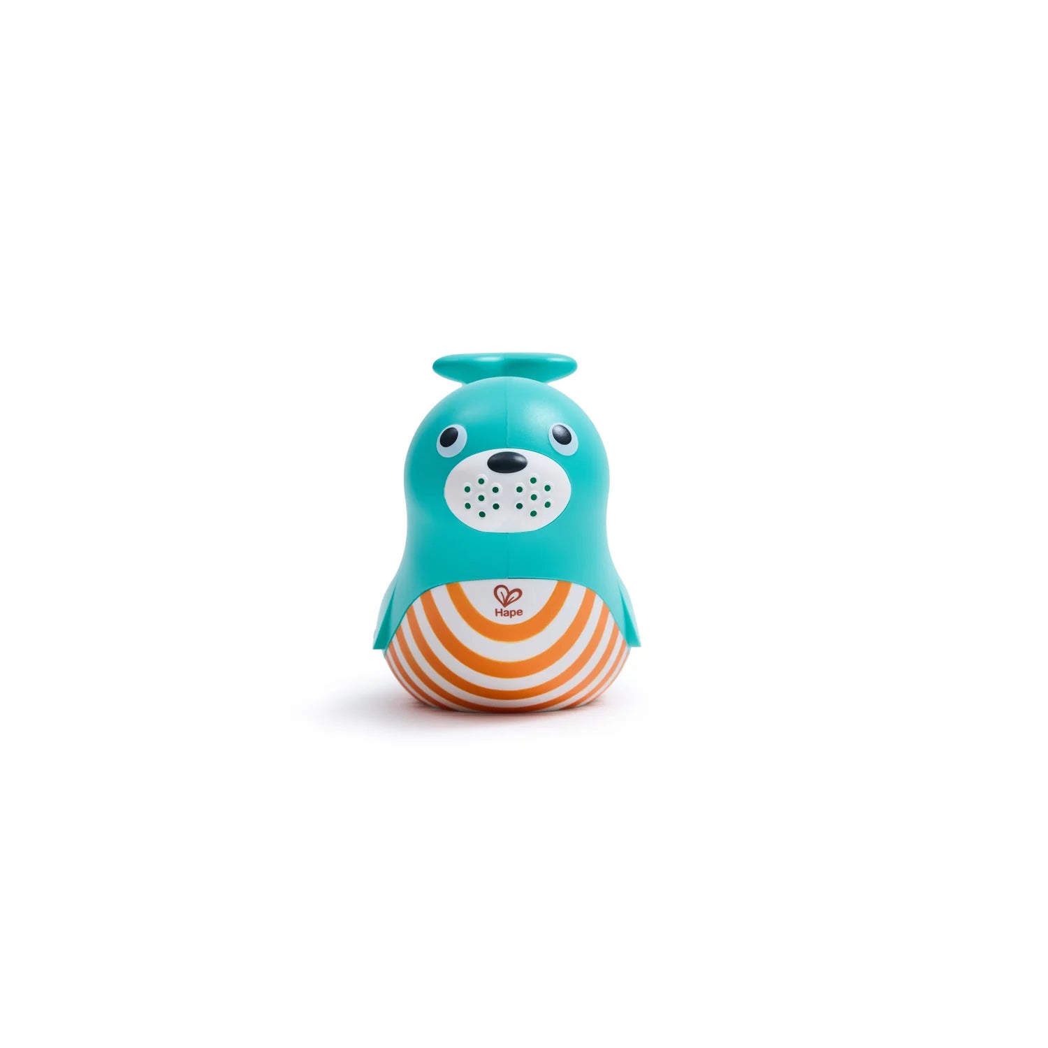 Toy shark with a striped body on a white background