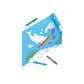 Coloring book with ocean-themed illustrations and markers on a white background