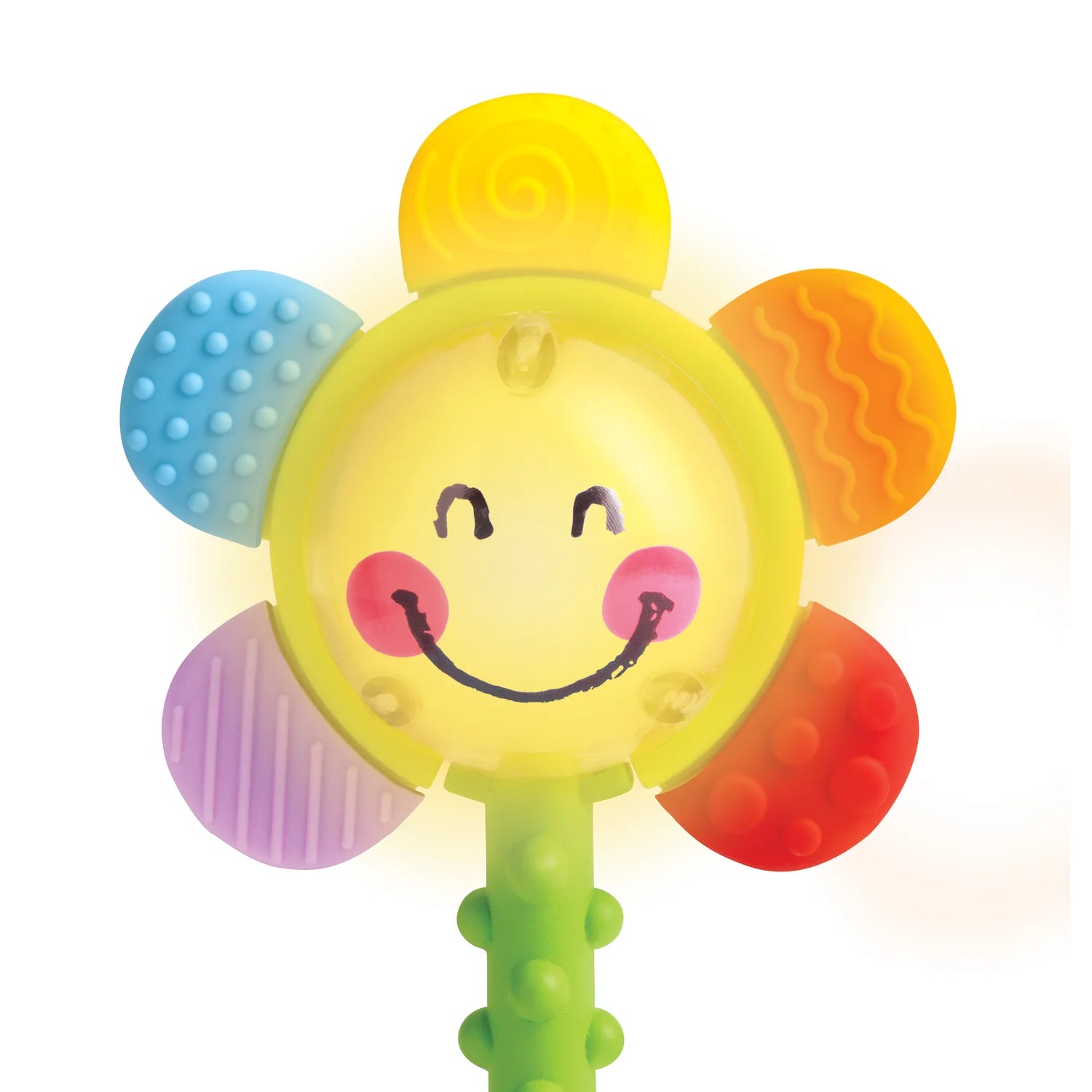 Colorful toy with a smiling face on a white background