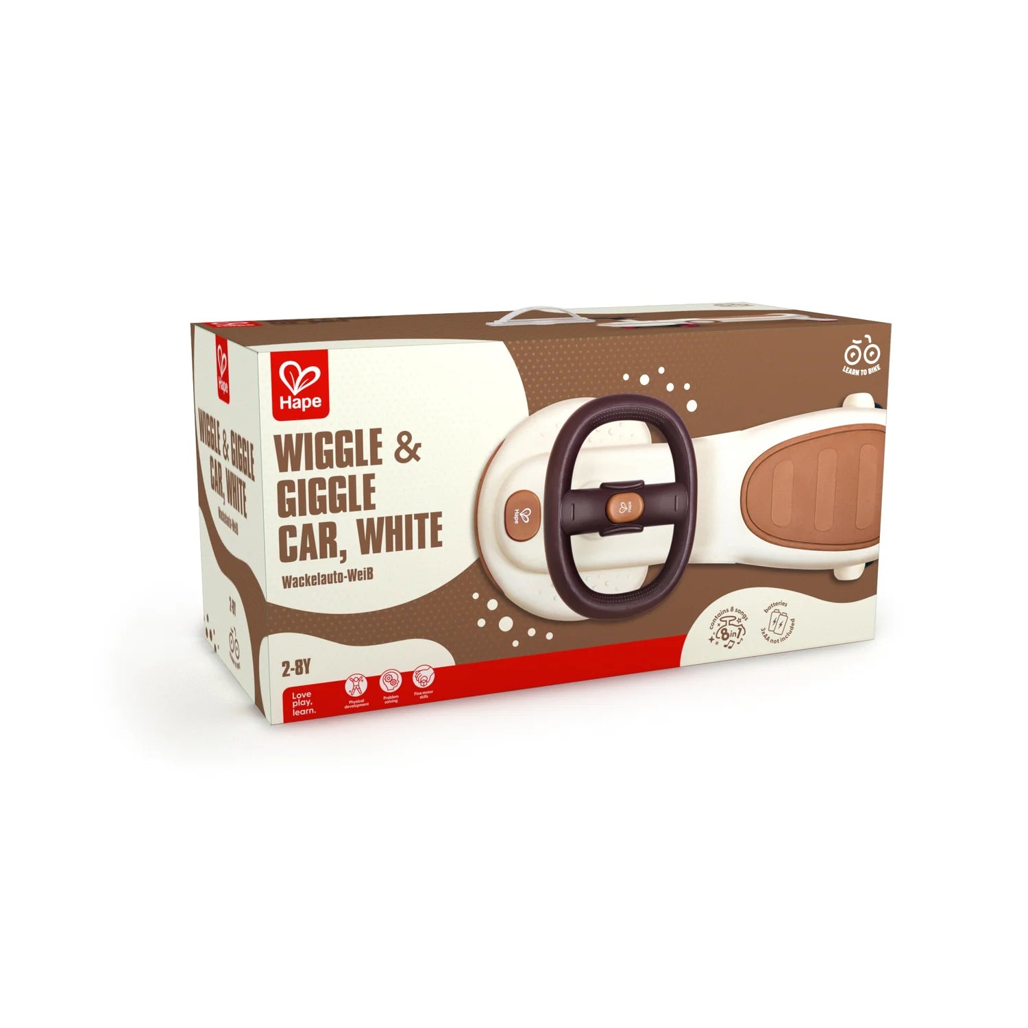 Box of Hape Wiggle & Giggle Car toy on a white background