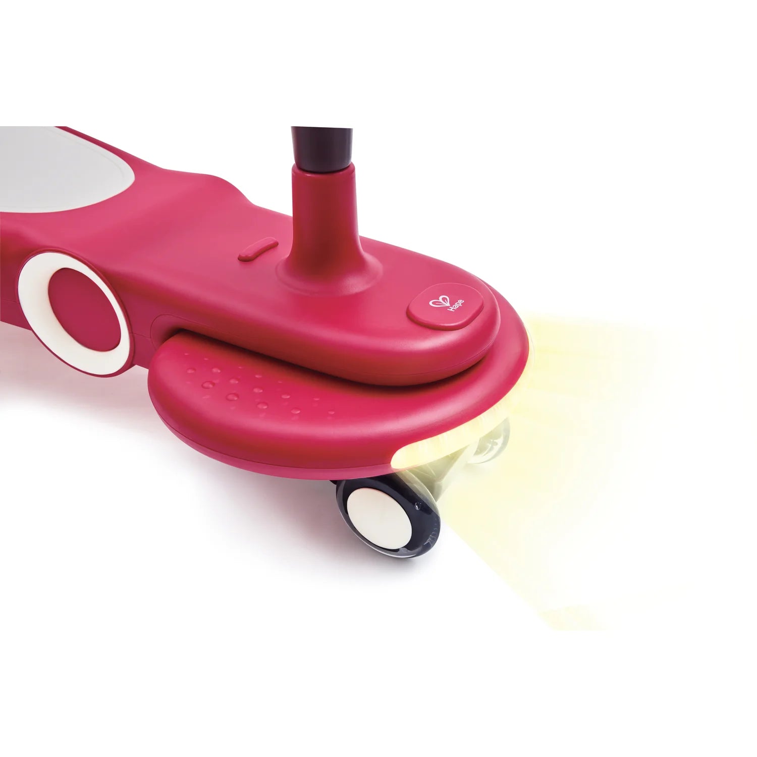 Red scooter with a light on a white background