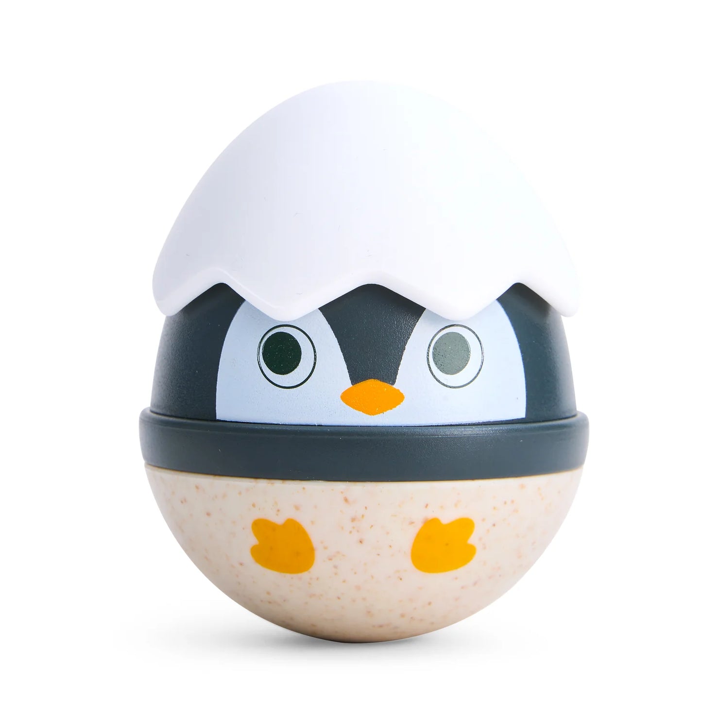 Penguin-shaped toy on a white background