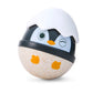 Toy penguin with a white hat on a white background
